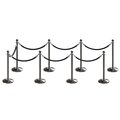 Montour Line Stanchion Post and Rope Kit Sat.Steel, 8 Ball Top7 Black Rope C-Kit-8-SS-BA-7-ER-BK-PS